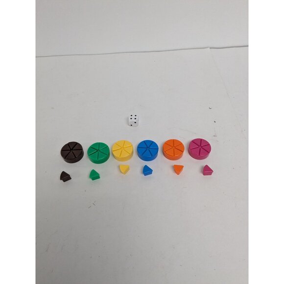 Hasbro 2002 Trivial Pursuit Disney Game Replacement Pie Pieces Dice - Picture 1 of 5